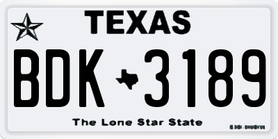 TX license plate BDK3189