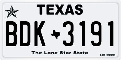TX license plate BDK3191