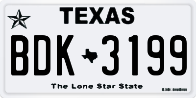TX license plate BDK3199