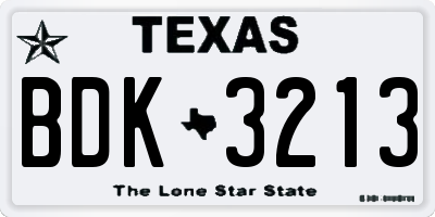 TX license plate BDK3213