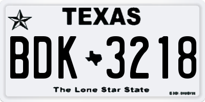 TX license plate BDK3218