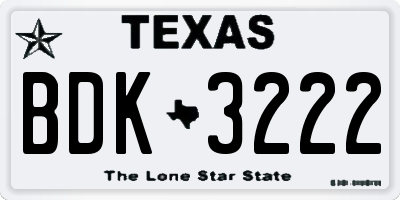 TX license plate BDK3222