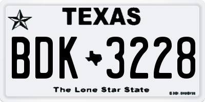 TX license plate BDK3228