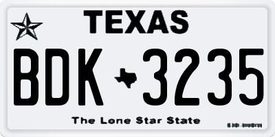 TX license plate BDK3235
