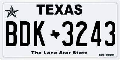 TX license plate BDK3243