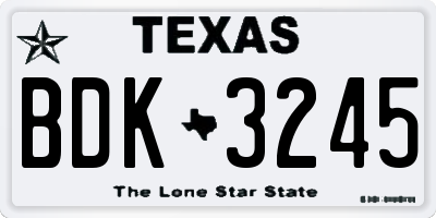 TX license plate BDK3245