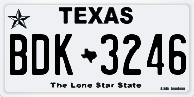 TX license plate BDK3246