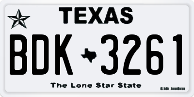 TX license plate BDK3261