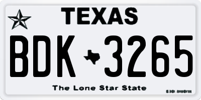 TX license plate BDK3265