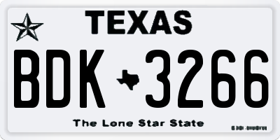 TX license plate BDK3266