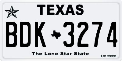 TX license plate BDK3274