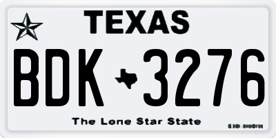 TX license plate BDK3276