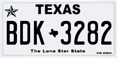 TX license plate BDK3282