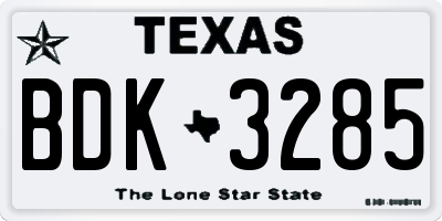TX license plate BDK3285