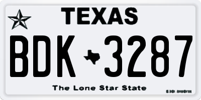 TX license plate BDK3287