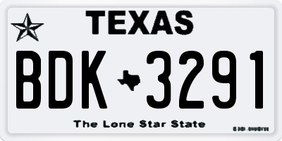 TX license plate BDK3291