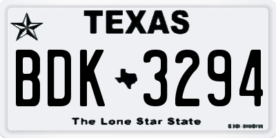 TX license plate BDK3294