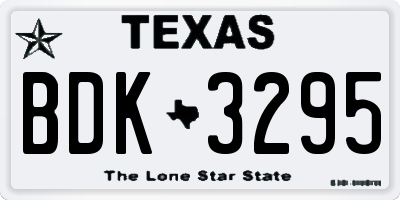 TX license plate BDK3295