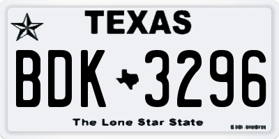 TX license plate BDK3296