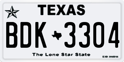 TX license plate BDK3304