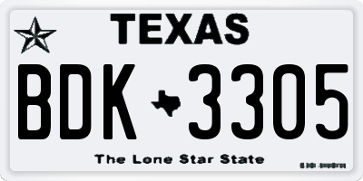 TX license plate BDK3305