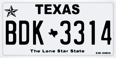 TX license plate BDK3314