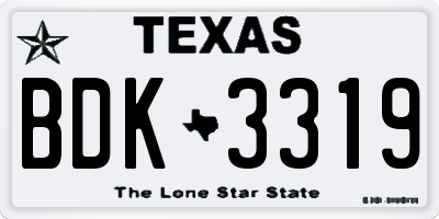 TX license plate BDK3319