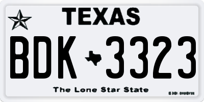 TX license plate BDK3323