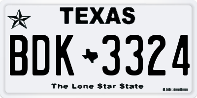 TX license plate BDK3324