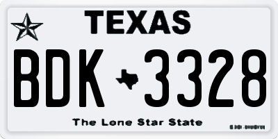 TX license plate BDK3328