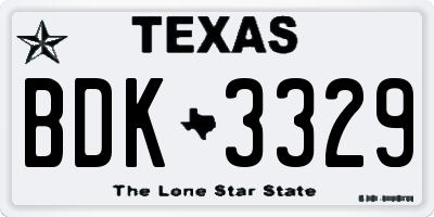 TX license plate BDK3329