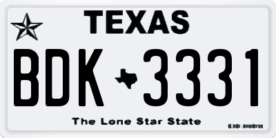 TX license plate BDK3331