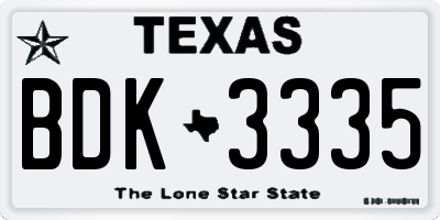 TX license plate BDK3335