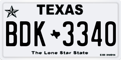 TX license plate BDK3340