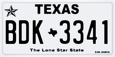 TX license plate BDK3341