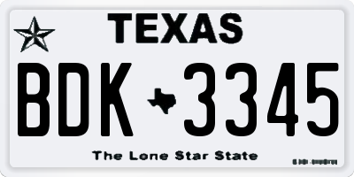 TX license plate BDK3345