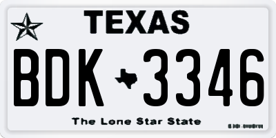 TX license plate BDK3346