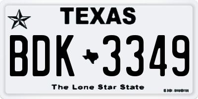TX license plate BDK3349