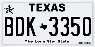 TX license plate BDK3350