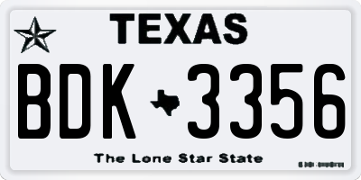 TX license plate BDK3356