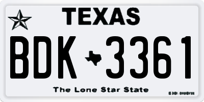 TX license plate BDK3361