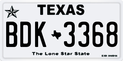 TX license plate BDK3368