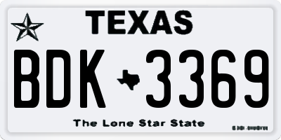 TX license plate BDK3369
