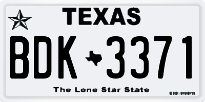 TX license plate BDK3371