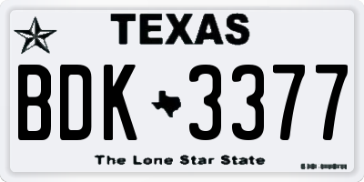 TX license plate BDK3377