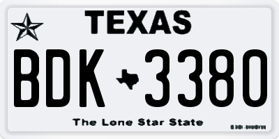 TX license plate BDK3380