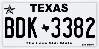 TX license plate BDK3382