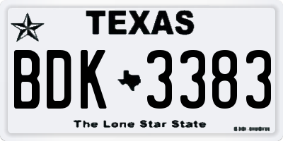 TX license plate BDK3383