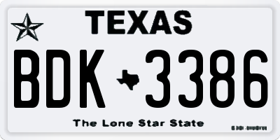 TX license plate BDK3386