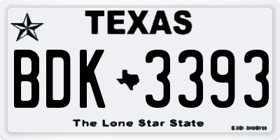 TX license plate BDK3393